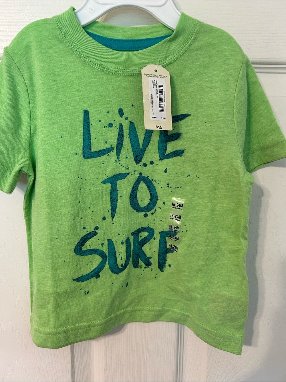 NWT! Boys, Arizona Jean Company, Lime Green Surf Tee with Blue Graphic